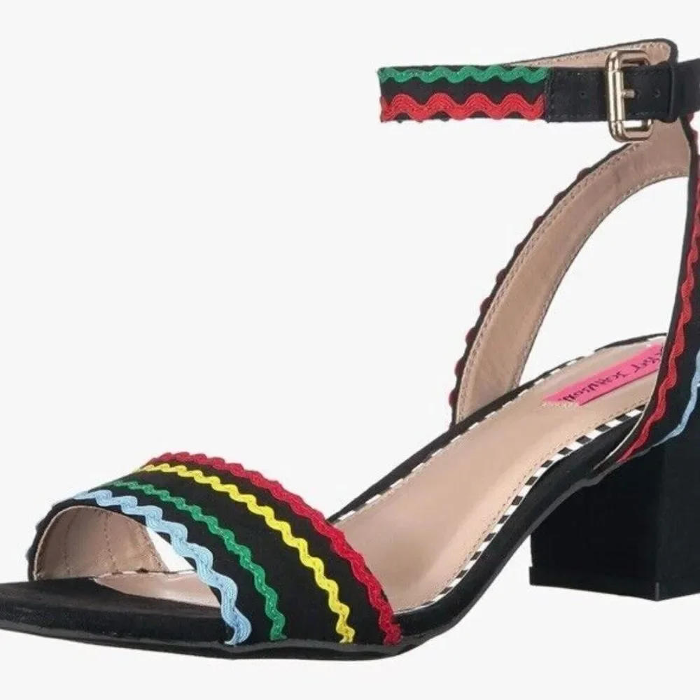 Betsey Johnson Farrah Sandal Black Multi Size 6 5